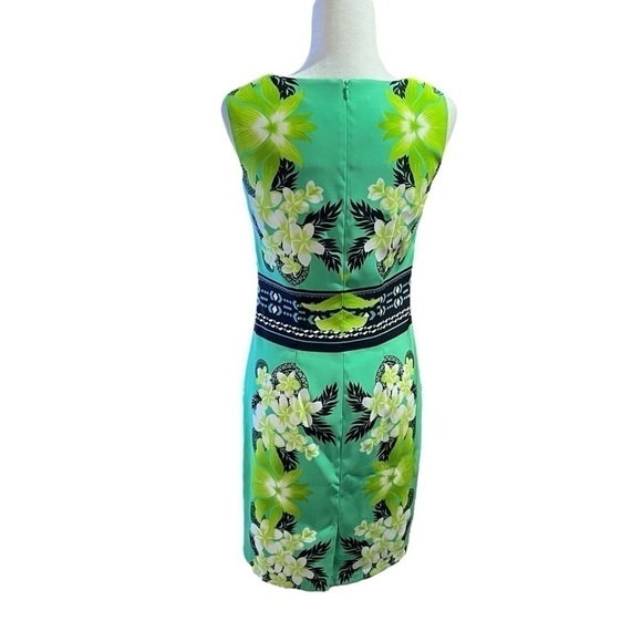 Green Tropical-floral Sheath/Shift Dress Summer by Dress Barn - Size 6 - Picture 3 of 12